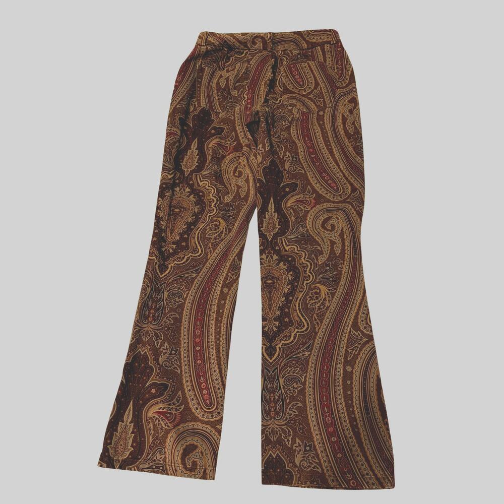 Vtg Lauren Ralph Lauren Paisley Velveteen Pants Brown Equestrian Boho Sz 6 - Picture 3 of 8